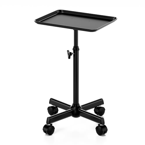Salon Cart with Adjustable Height Tray on Wheels