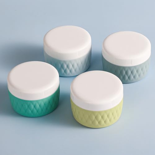 Leakproof Travel Silicone Cream Jars - 2oz TSA Approved (4 Pack)