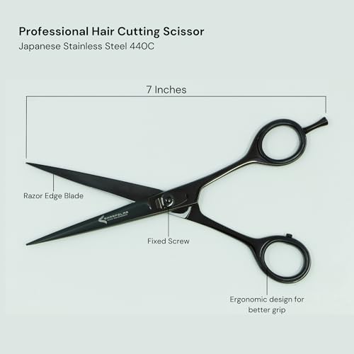 Professional 7" Hair Cutting Scissors - Japanese 440C Stainless Steel