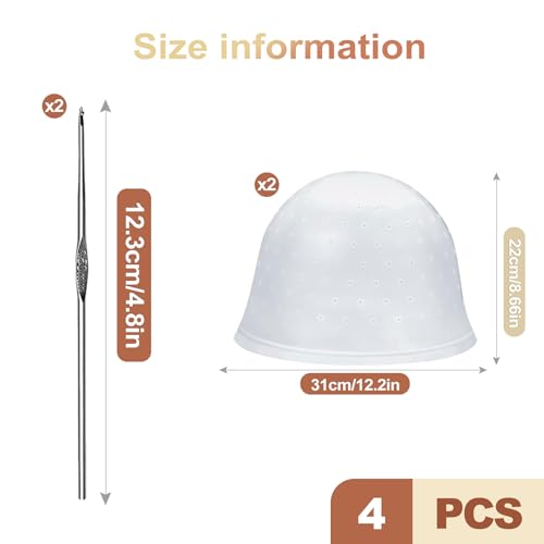 Silicone Hair Highlighting Cap Set - 2 Pcs with Metal Hook