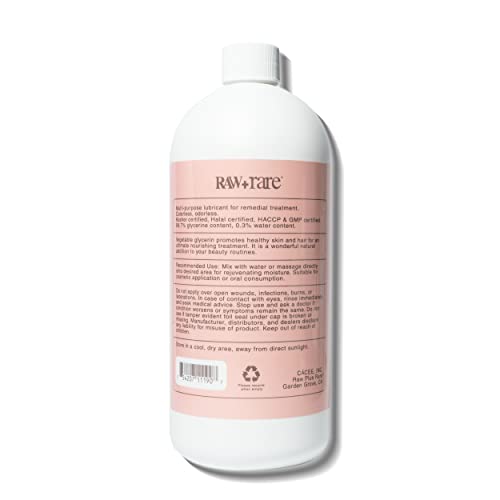 Raw Plus Rare Vegetable Glycerin/Glycerine Quart (32 fl. oz.), Natural Pure USP Food Grade/Cosmetic Grade, For Skin, Hair, Crafts, Soap Base Oil - Kosher, Halal and Pharmaceutical