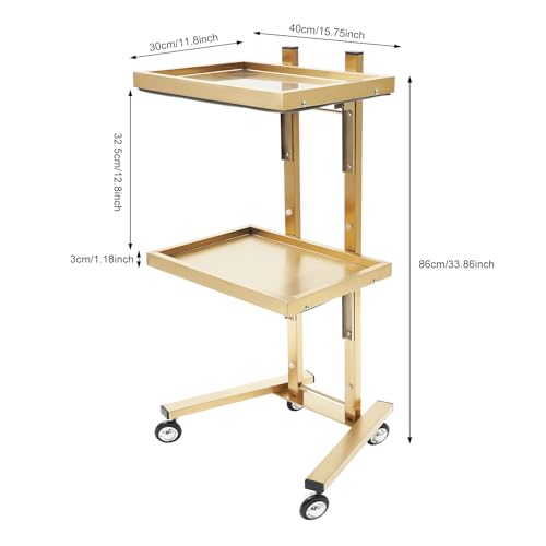 2-Tier Stainless Steel Salon Cart with Wheels