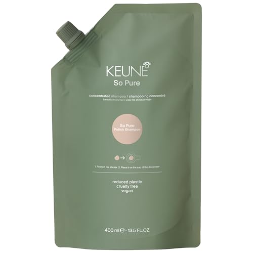 Keune So Pure Polish Shampoo Refill, Smoothing and Anti-Frizz Formula, 13.5 Fl Oz