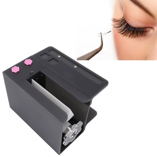 Eyelash Flowering Machine, 6.89in False Eyelash Separator with 10 Eyelash Glue Cups, Professional Portable Acrylic Gift for Women Practical Lash Fan Maker Root Splitter (Black)