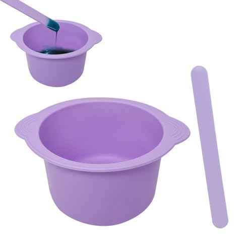 Silicone Wax Bowl and Liner Set for Hair Removal, Non-Stick Wax Pot with Spatula Sticks(purple)