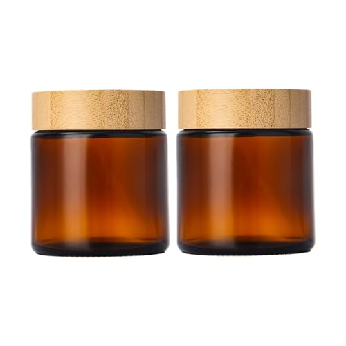 2 Pack 3.4oz Amber Glass Cosmetic Jars with Lids