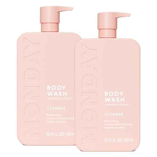 MONDAY HAIRCARE CLEANSE Body Wash with Grapefruit Extract, Hyaluronic Acid, Shea Butter, Coconut Oil for Normal to Oily/Combination Skin 900 mL (Dual Pack)