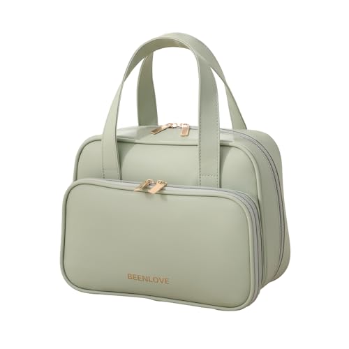 Travel Toiletry Bag for Women Travel Makeup Bag with Handle Waterproof Makeup Organizer Portable Large Cosmetic Bag for Travel Essentials Green