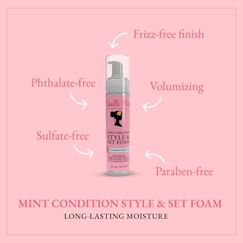 Camille Rose Style & Set Foam, Mint Condition ? Sea Moss & Aloe Vera Hair Styling Mousse, Curl Defining, Volumizing + Frizz Control, 8 Oz