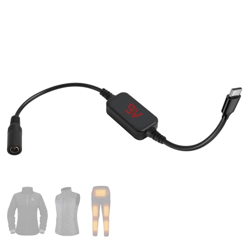 9V Heated Jacket Battery Step-Up Adapter Charger Cable TypeC to DC3.5/4.0mm for 7.4V 8.4V Heated Jackets, Heated Hoodies and Heated Vests (Not for 12V Heated Gear)
