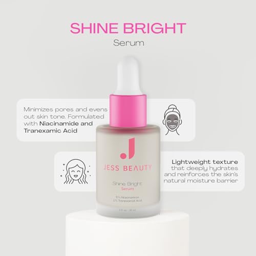 JESS BEAUTY | Skin Care Shine Bright Serum Niacinamide Face Moisturizer Minimizes Pores | Skincare Face Cream 1 fl. oz