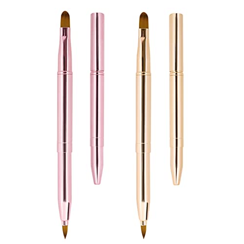 Unaone 2-Pack Retractable Lip Brush with Lid | Dual-Ended