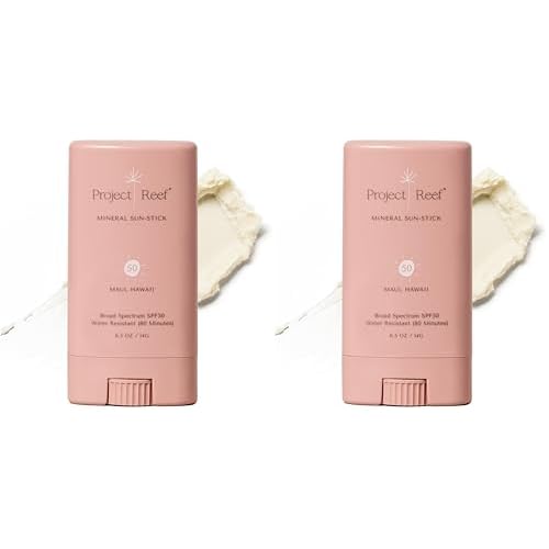 Project Reef SPF 50 Mineral Sunscreen Stick ? Compact SPF Stick, Hawaii Reef Act 104 Compliant, Vegan, Ocean-Friendly, Water-Resistant, 0.5 oz (Pack of 2)