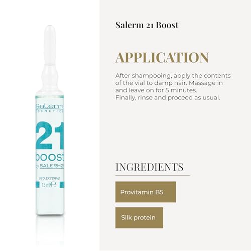 SALERM - Concentrated Hair Mask 21 Boost Hydrating Hair Ampoules - 8 x 13 ml - Repairs Hair - with Heat Protector - Anti-Pollution and Anti-Frizz