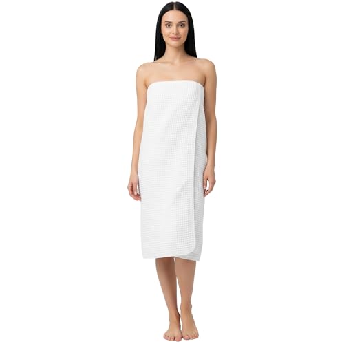 APPEARUS Women's Waffle Spa Bath Wrap - One Size (Fits S?L) - Lightweight, Quick-Dry Adjustable Towel Wrap with Snaps for Spa, Gym, Shower, and Travel