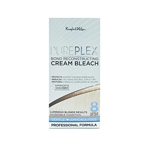 Knight & Wilson PurePlex Bond Reconstructing Cream Hair Bleach, Lifts up to 8 Shades, Protects & Repairs during Lightening. Complete bleaching kit with tint bowl and brush. Ammonia Free.