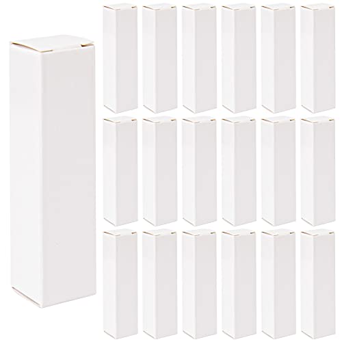 AUEAR, 50 Pack White Kraft Paper Lipstick Boxes Empty Lip Gross Box 3.35"x0.79"x0.79" Rectangle Balm Perfume Essence Oil Packaging Cases for DIY Gloss Gift