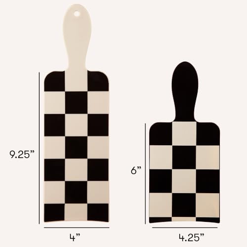 FRAMAR Checkered Balayage Board and Paddle Set - Long and Short Foil For Highlights, Highlighting Board, Hair Salon Supplies, For Enhanced Precision - 2 Pack - Cream and Black