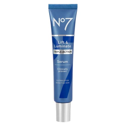 No7 Lift & Luminate Triple Action Face Serum - Collagen Peptide Anti-Wrinkle Serum + Brightening Emblica & Vitamin C Face Serum + Pro Retinol Skin Firming Hyaluronic Acid & Hibiscus (30ml)