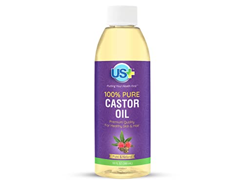 US+ 10oz 100% Pure Castor Oil - Cold-pressed, Unrefined, Hexane-free - USP Grade - Premium Quality for Healthy Skin & Hair