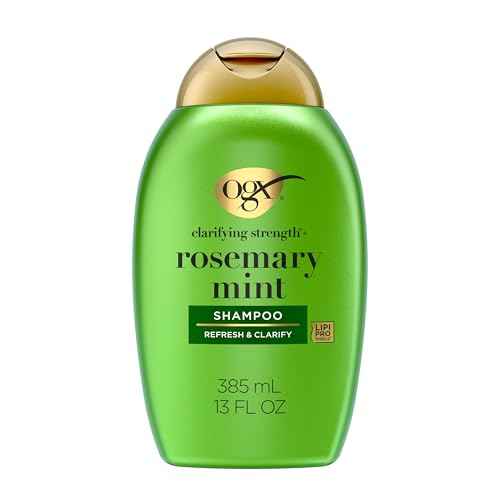 OGX Clarifying Strength + Rosemary Mint Shampoo, Clarifying Shampoo for Oily Hair Visibly Helps Remove Oil & Residue to Clear Away Buildup, Sulfate-Free Surfactants, 13 fl. oz