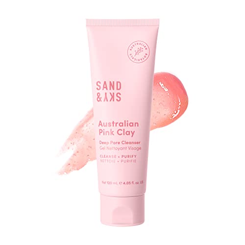 Sand & Sky Australian Pink Clay Deep Pore Cleanser. pH 5.5 Gel Cleanser. Clear Congestion. Reduce Appearance of Pores. Gently Exfoliates. Hydrates & Moisturize Skin (4.05 fl oz)