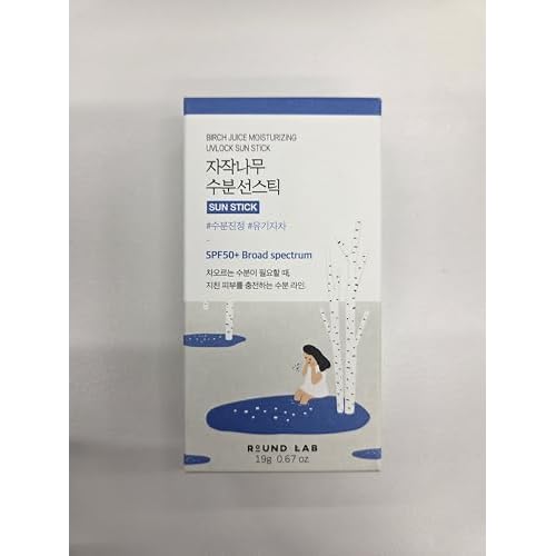 ROUND LAB Birch Juice Moisturizing Sun Stick DUO Broad Spectrum SPF 50+, 1.34oz, Sunscreen Stick for face and body, No White Cast, Non-Sticky, Travel-Friendly, Protector Solar Barra, Korean Sunscreen