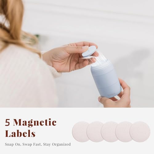 New Travel Toiletry Containers [Ultra Leakproof] TSA-Approved, PLA Hard Shell Jars with 5 Magnetic Labels, Wide Mouth Bottles for Lotion, Cleanser, Shampoo, Conditioner, Blue, 3 Pack, 2OZ