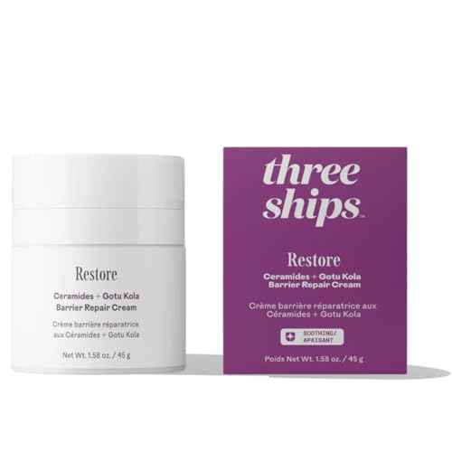 Three Ships - Restore Ceramides + Gotu Kola Barrier Repair Cream | Moisturize, Comfort, Soothe Skin | Cruelty-Free, Vegan, Paraben-Free, Sensitive Skin Safe (1.58 oz | 45 g)