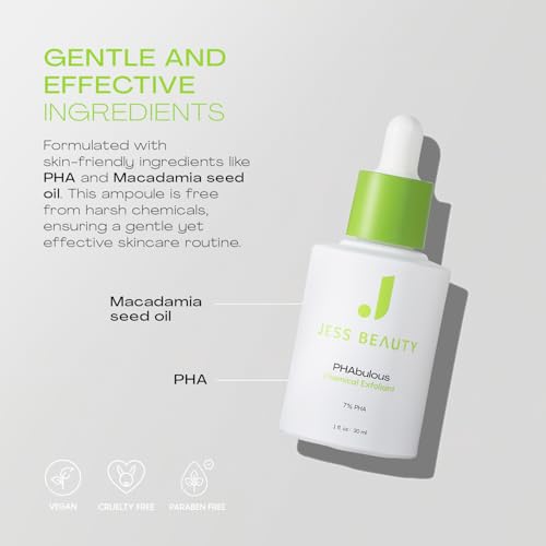 JESS BEAUTY | PHAbulous Chemical Exfoliant | Skin Care for Sensitive Skincare Hydration & Antioxidant Protection | 1 fl oz