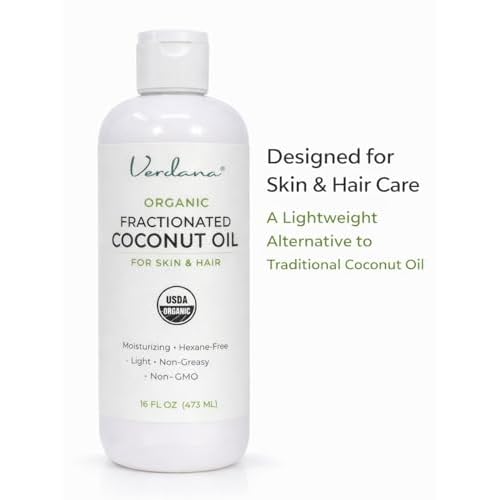 Verdana Organic Fractionated Coconut Oil for Skin & Hair ? Lightweight, Fast Absorbing Carrier Oil for Essential Oils, Body & Scalp Care ? USDA Organic, Unscented
