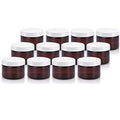 (12 pack) 3 oz Amber PET Plastic Jar with White Lid Refillable Storage Airtight Organizing