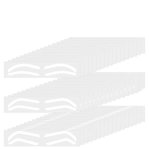 90 Pairs Eyebrow Stencils, 3 Shapes, Self-Adhesive Brow Template Kit