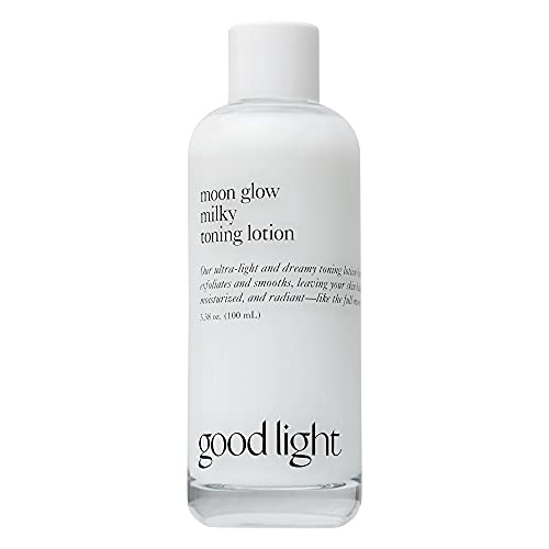 Good Light Moon Glow Milky Toner. Dreamy, Ultra-Light Facial Toner That Both Hydrates and Sheds Dead Skin Cells. Made with Niacinamide, Ceramides and AHAs. Sensitive Skin Safe (3.38 fl oz)