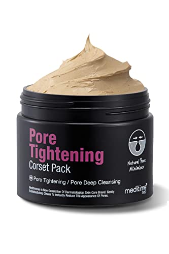 Meditime Pore Corset Pack | Sebum and Pore Minimizer Face Pack | Clay Mask for Blackheads and Pores | Korean Skincare Pore Cleaner & Nose Blackhead Remover | Deep Pore Remover Face Care (3.53 Fl Oz)