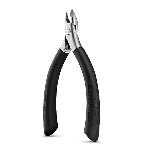 BEZOX Cuticle Clipper for Salon-Worthy Nails - Professional Half Jaw (5 mm) Cuticle Trimmers with Silicon Handle for Expert Manicures, Precision Cuticle Cutters Premium Nail Care Tool - Black