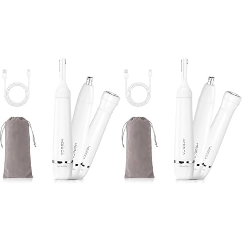 Nose Hair Trimmer for Women and Men, 3-in-1 Electric Facial Hair Removal Rechargeable Portble Waterproof Face Shaver Razor for Nose Ear Eyebrow Peach-Fuzz Lips Chin FT3001 (Pack of 2)