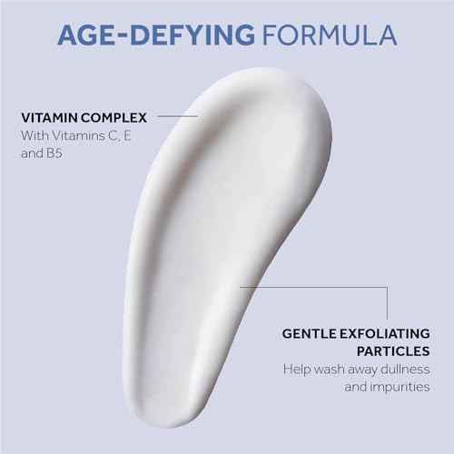 No7 Lift & Luminate Dual Action Cleansing & Exfoliating Face Wash - Gentle Face Exfoliator with Vitamin C, E & B5 - Deep Pore Cleanser for Dull & Uneven Skin Tone (3.3 Fl Oz)