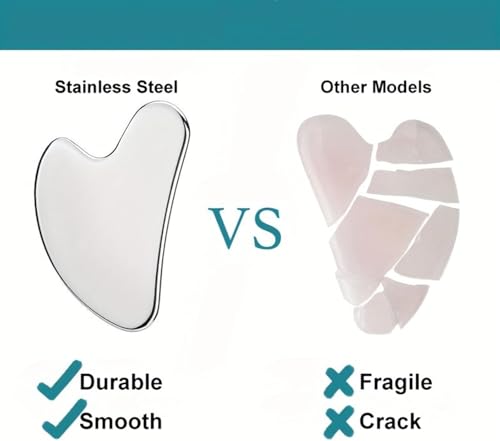 Stainless Steel Gua Sha Facial Tool for Face & Jawline - Silver Variation
