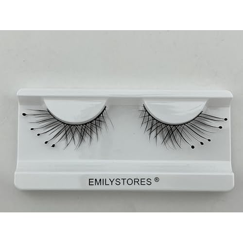 Halloween False Eyelashes, Dramatic Black Lashes with Dots for Yzma Costume, Reusable 1Pair