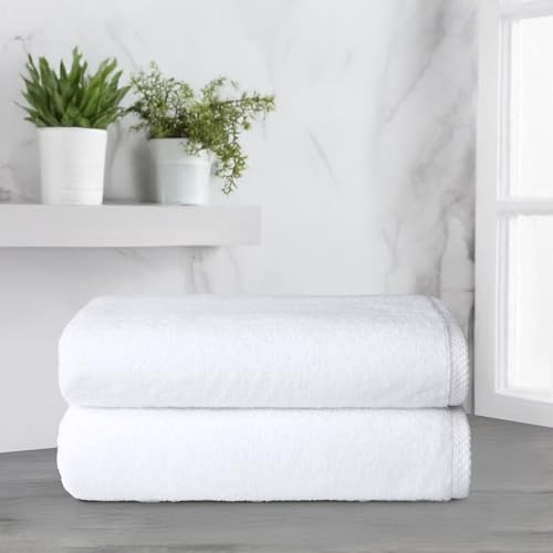 Amazon Basics 2-Piece Quick-Dry Oversize Bath Towel, 100% Cotton, 54"