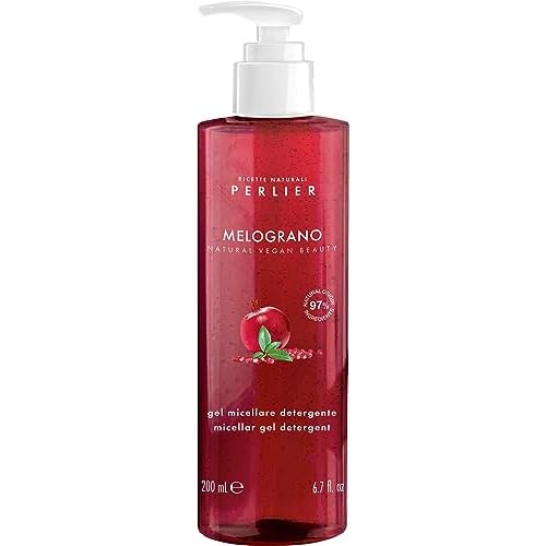 Perlier ? Pomegranate Face Cleansing Micellar Gel, 6.7 fl oz, Antioxidant-Rich Cleanser with Bio-Fermented Pomegranate, Gently Removes Makeup and Impurities, Alcohol-Free, All Skin Types