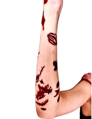 Halloween Scar Temporary Tattoos, 3D Waterproof Zombie Wound Stickers (30 Pack)