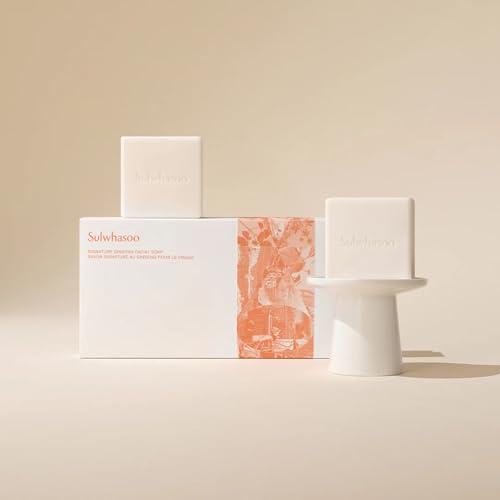 Sulwhasoo Signature Ginseng Facial Soap For All Skin Types - Gentle Facial Bar Soap with Ginseng Flower Extract Removes Oils & Impurities, Moisturizes & Nourishes Skin, Korean Skincare