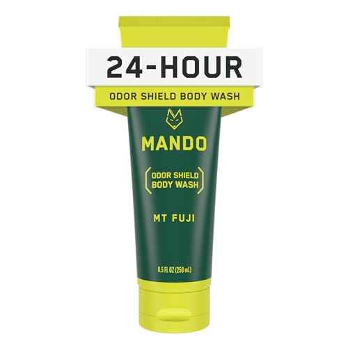 Mando Odor Shield Body Wash - 24 Hour Control - Removes Odor Better than Soap - SLS and Paraben Free, Skin Safe - 8.5 Ounce (Mt Fuji)