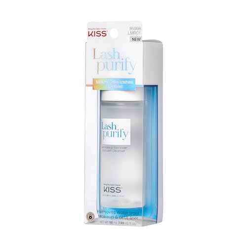 KISS Lash Purify Eye Makeup Remover & False Eyelash Cleanser/Conditioner, Gentle 3-in-1 Formula Removes Lash Glue & Waterproof Makeup, Net Wt. 50 ml (1.69 US fl. oz.)