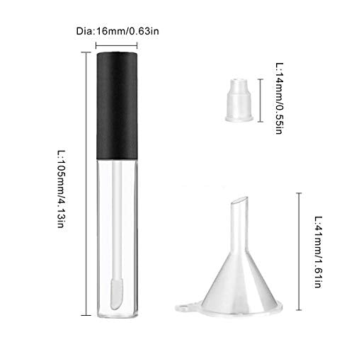 Empty Lip Gloss Tubes 10ml, Set of 10 with Funnels