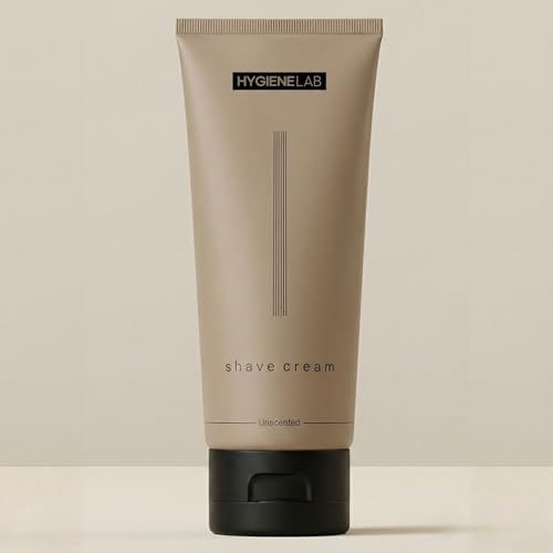 HygieneLab Shaving Cream, Yuka Rated 100/100 ? Fragrance-Free, Non-Toxic Formula with Aloe Vera & Shea Butter, Hydrating for Sensitive Skin, Helps Reduce Razor Burn (6.76 oz)