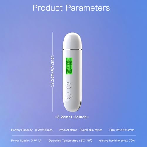 Skin Hydration Tester, Rechargeable Moisture & Oil Analyzer