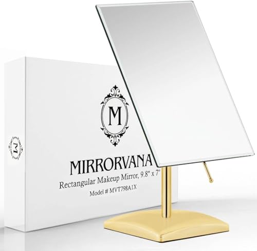 Mirrorvana Gold Large Free Standing Frameless Mirror 9.8 x 7 Inches